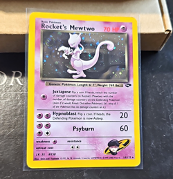 Pokemon TCG Wizards Rocket's Mewtwo 14/132 Gym Challenge Holo Rare EN 2000 Swirl - Image 1