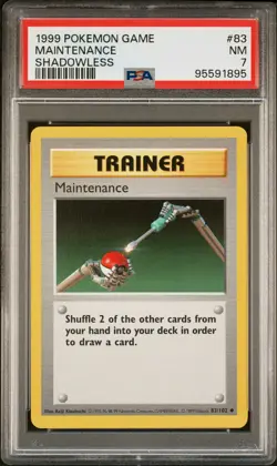 1999 POKEMON BASE SET SHADOWLESS #83 MAINTENANCE PSA 7 - Image 1
