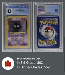 Gastly 50/102 Base Set Pokemon Card CGC 8.5 - Image 3