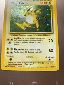 Pokemon TCG Raichu Base Set Holo Card 14/102 Excellent Condition - Image 2