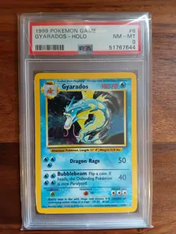 1999 POKEMON TCG GYARADOS BASE SET WOTC #6 6/102 CGC PSA 8 GRADED HOLO RARE CARD - Image 1