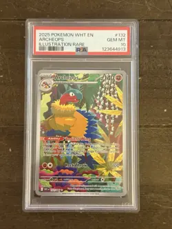 2025 POKEMON WHT EN-WHITE FLARE ILLUSTRATION RARE #132 ARCHEOPS PSA 10 - Image 1