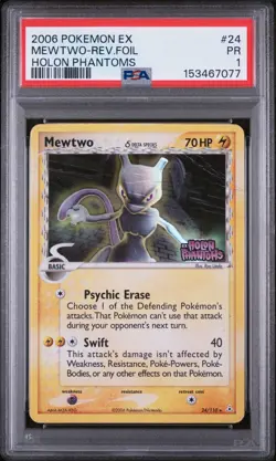 PSA 1 2006 Pokemon EX Holon Phantoms Mewtwo Reverse Holo Foil Rare 24/110 - Image 1