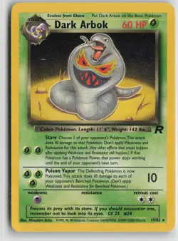 Dark Arbok 19/82 Rare Team Rocket Pokemon Unlimited Heavily Played - Image 1
