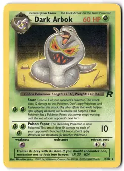 Pokemon Card - Dark Arbok 19/82 Unlimited Non Holo Rare - Team Rocket - LP 3 - Image 1