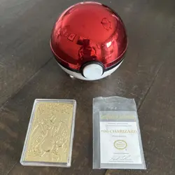 1999 Pokemon Burger King 23K Gold Plated Charizard Card w/ Poke Ball & COA... - Image 1