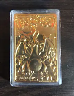 1999 Burger King Pokemon Charizard 23K Gold Plated Metal Card w/ Acrylic Case - Image 1