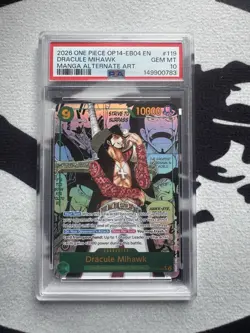 Dracule Mihawk PSA 10 - OP14-119 - Manga Alternate Art - One Piece English TCG - Image 1