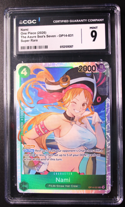 ONE PIECE TCG THE AZURE SEA'S SEVEN SUPER RARE OP14-031 NAMI CGC 9 - Image 1