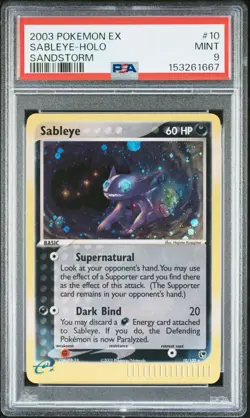 Pokemon 2003 EX Sandstorm Sableye Holo Rare 10/100 PSA 9 MINT - BRAND NEW CERT! - Image 1