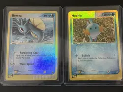 Gold Reverse Holo Horsea (58/97 LP) & Mudkip (59/101 HP) E-Reader Pokemon - Image 1