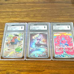 Pokemon TCG CGC 9 Japanese Art Rare Holo 3 Card Lot Probopass Noibat Flamigo - Image 1