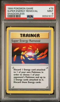 1999 POKEMON BASE SET SHADOWLESS #79 SUPER ENERGY REMOVAL PSA 9 - Image 1