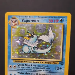 1999 Pokemon TCG Vaporeon 12/64 Jungle Holo Rare English Unlimited LP - Image 3