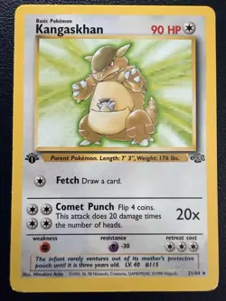 1999 Pokemon TCG Kangaskhan Jungle Card 21/64 Regular 1st Edition Non-Holo - Image 1