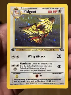 Pokemon TCG Pidgeot Jungle Holo Card 8/64 1st Edition Rare - Image 3