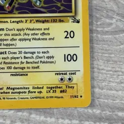 Pokemon TCG Magneton Fossil Holo Card 11/62 Unlimited Rare NM Wotc Card - Image 5