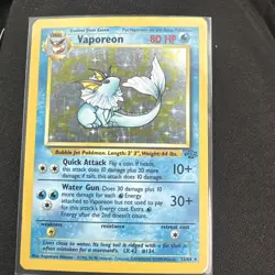 Vaporeon 12/64 Jungle Unlimited Holo Rare 80 HP English 1999 Pokemon TCG - Image 1
