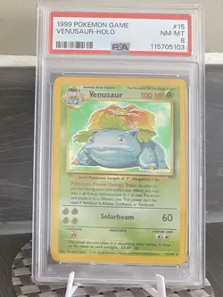 Venusaur 15/102 PSA 8 Holo Pokemon Base Set 1999 WOTC TCG English Vintage - Image 1