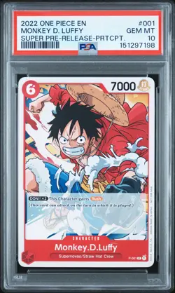 2022 ONE PIECE PROMOS SUPER PRE-RELEASE-PARTICIPATION MONKEY D. LUFFY PSA 10 - Image 1
