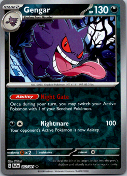 2024 Near Mint Pokemon Gengar 057/091 Paldean Fates Reverse Holo English - Image 1