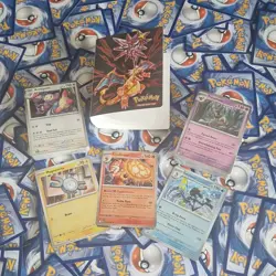 2x Bundles of 50 Pokemon Trading cards with a mini binder - Image 1