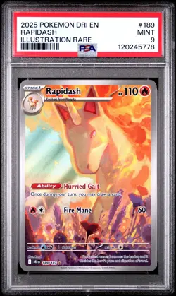 2025 POKEMON DRI EN-DESTINED RIVALS ILLUSTRATION RARE #189 RAPIDASH PSA 9 - Image 1