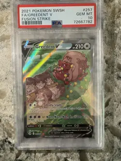 PSA 10 Greedent V 257/264 Alternate Alt Full Art Pokemon SWSH Fusion Strike 2021 - Image 1