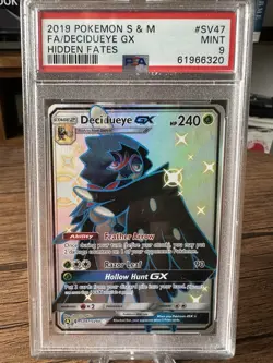 PSA 9 Decidueye GX SV47/SV94 Hidden Fates Holo Graded Pokemon Card - Image 1