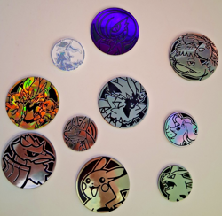 Pokemon Metallic Holo Flip Coin Assorted Sizes Collection Lot of 10 - Image 1