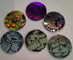 Pokemon Metallic Holo Flip Coin Assorted Sizes Collection Lot of 10 - Image 3