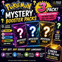 Pokemon TCG Mystery Booster Packs Sealed Random 3-Pack Lot Booster Packs - Image 1