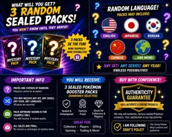 Pokemon TCG Mystery Booster Packs Sealed Random 3-Pack Lot Booster Packs - Image 2