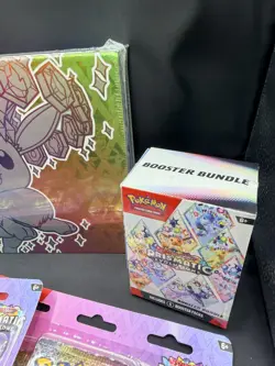 Pokemon Prismatic Evolutions Super Premium Collection Box SPC Bundle Sticker lot - Image 4