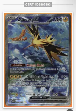 Zapdos EX 202/165 Sir Holo Scarlet & Violet 151 Pokemon TCG TAG 10 - Image 2