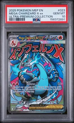 2025 Pokemon Mep En-Me Black Star Promo #023 Mega Charizard X Ex PSA 10 - Image 1