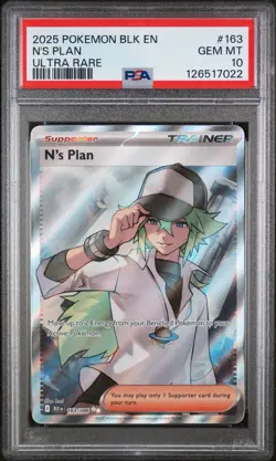 Pokemon TCG SV: Black Bolt #163/086 N's Plan PSA 10 - Image 1
