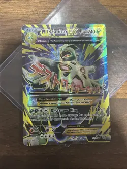 Pokemon TCG M Tyranitar EX Full Art Ultra Rare Holo Card Ancient Origins 92/98 - Image 1