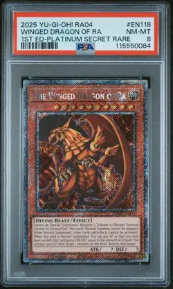 Yu-gi-oh! Stampede The Winged Dragon Of Ra RA04-EN118 Platinum Secret PSA 8 - Image 1