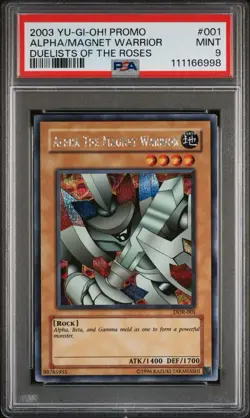 2003 Yu-Gi-Oh! Alpha the Magnet Warrior Duelist of Roses DOR Secret Rare PSA 9 - Image 1