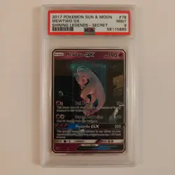 2017 Pokemon Sun & Moon Shining Legends Secret Mewtwo GX 78/73 PSA 9 MINT - Image 1