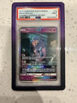 2017 Pokemon Sun & Moon Shining Legends Secret #78 Mewtwo GX - “Mewtube” PSA 9 - Image 1