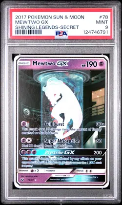 2017 POKEMON SUN & MOON SHINING LEGENDS SECRET #78 MEWTWO GX PSA 9 - Image 1