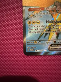 Pokemon Zapdos EX TCG Full Art Rare Holo Card 192/165 Scarlet Violet 151 - Image 5