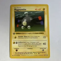 MAGNEMITE 1st Edition Shadowless Base Set Pokemon [NM] 53/102 1999 WOTC - Image 1