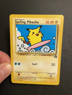 Pokemon Card - Surfing Pikachu - WoTC Black Star Promo #28 Vintage - Image 1