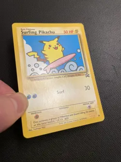 Pokemon Card - Surfing Pikachu - WoTC Black Star Promo #28 Vintage - Image 3