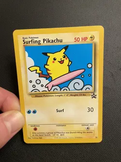 Pokemon Card - Surfing Pikachu - WoTC Black Star Promo #28 Vintage - Image 4