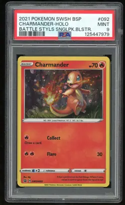 2021 Pokemon Charmander SWSH092 Battle Styles Blister MT PSA 9 - Image 1