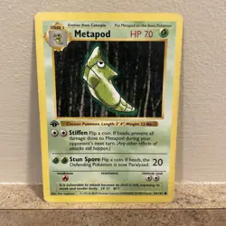 Metapod - 1st Edition Shadowless Base Set - 54/102 - Pokemon TCG 1999 WOTC - MP - Image 1